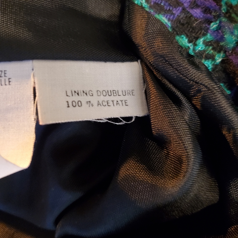 VINTAGE | Cimone Wool Blend Herringbone Green Purple Blazer Jacket (Size M) - Picture 8 of 10